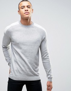 Серый джемпер с контрастными вставками на плечах New Look - Серый
