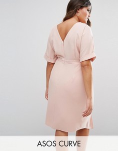 Строгое платье миди ASOS CURVE - Розовый
