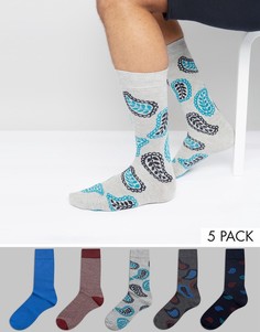 Набор из 5 пар носков с принтом пейсли Urban Eccentric - Мульти