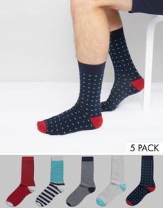 Набор из 5 пар носков в полоску и горошек Urban Eccentric - Мульти
