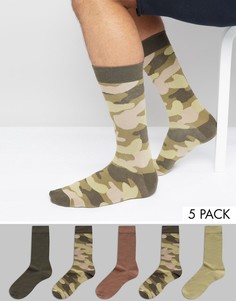 5 пар носков с камуфляжным принтом Urban Eccentric - Мульти