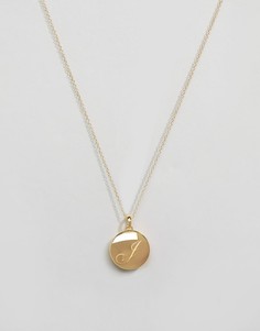 Ожерелье из 14-каратного золота с буквой J на медальоне Carrie Elizabeth - Золотой