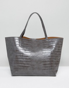 Серая сумка-тоут с эффектом крокодиловой кожи Glamorous - Серый