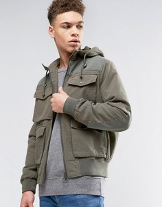 Бомбер из ткани рипстоп цвета хаки с 4 карманами ASOS - Зеленый