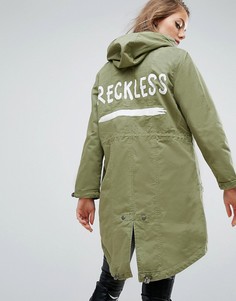 Парка с надписью Reckless ASOS - Зеленый