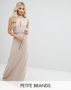 Платье макси с высоким воротом и бантом сзади TFNC Petite Wedding - Розовый