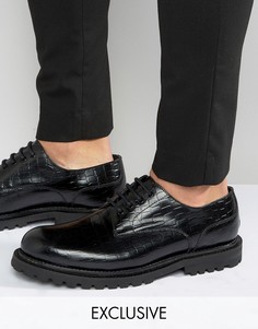 Кожаные туфли дерби с крокодильим эффектом Hudson London эксклюзивно для ASOS - Черный