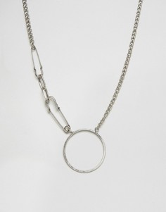 Серебристое ожерелье с английской булавкой ASOS - Серебряный