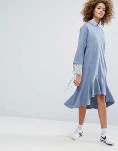 Платье с заниженной талией и присборенной юбкой STYLENANDA - Синий