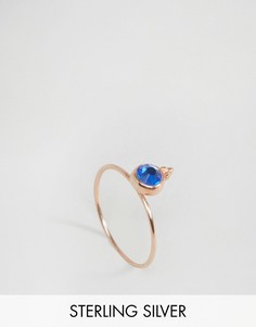 Серебряное позолоченное кольцо с камнем для родившихся в сентябре ASOS - Синий