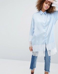 Длинная рубашка с кружевным низом STYLENANDA - Синий