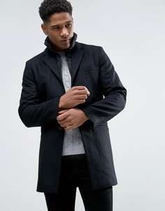 Шерстяное пальто со стеганой отделкой Celio - Черный