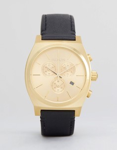 Часы с хронографом и кожаным ремешком Nixon Time Teller - Черный
