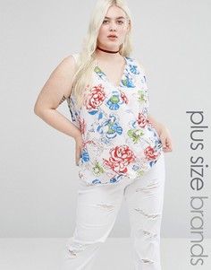Блузка с цветочным принтом и запахом спереди Koko Plus - Белый