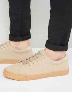 Замшевые кроссовки на шнуровке ASOS - Светло-серый