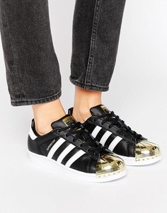 Черные кроссовки с золотистым носком adidas Originals Superstar - Черный