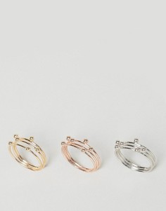 3 кольца с отделкой Nylon - Золотой