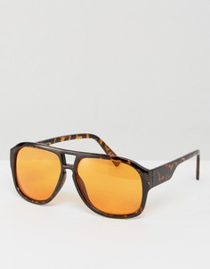 Солнцезащитные очки-авиаторы в черепаховой оправе с оранжевыми стеклами ASOS - Коричневый