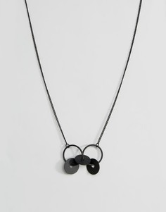 Черное матовое ожерелье с подвесками-кольцами ASOS - Черный