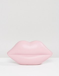 Клатч с губами и покрытием Lulu Guinness - Розовый