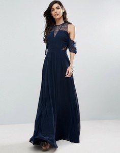 Кружевное платье макси ASOS - Темно-синий