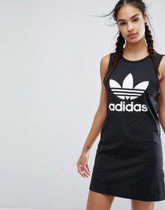 Черное платье-майка с логотипом-трилистником adidas Originals - Черный