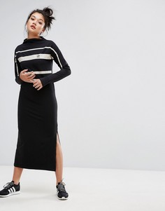 Платье миди с полосками adidas Originals - Черный