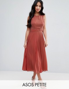 Платье миди с плиссировкой ASOS PETITE - Красный