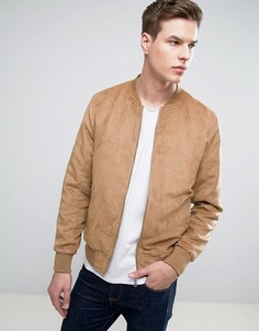 Бомбер из искусственной замши Jack & Jones Originals - Рыжий