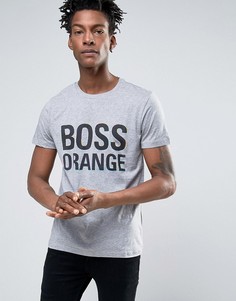 Серая меланжевая футболка с логотипом BOSS Orange by Hugo Boss - Серый