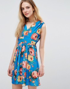 Платье с цветочным принтом и запахом Madam Rage - Синий