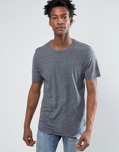 Меланжевая футболка с закругленным низом Selected Homme - Серый