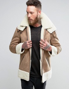 Oversize-куртка из искусственной овчины ASOS - Бежевый