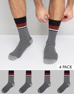 Комплект из 4 пар полосатых носков Jack & Jones - Черный