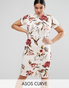 Облегающее платье-футболка с цветочным принтом ASOS CURVE - Мульти