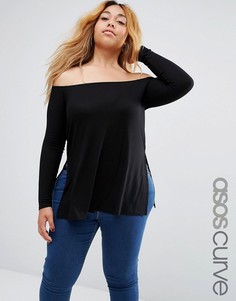 Свободный топ с разрезами по бокам ASOS CURVE - Черный