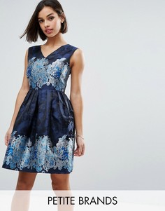 Жаккардовое короткое приталенное платье Uttam Boutique Petite - Темно-синий
