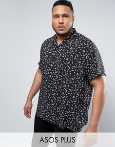 Вискозная рубашка классического кроя с принтом ASOS PLUS - Черный