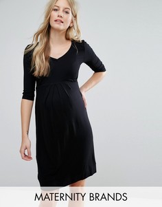 Короткое приталенное платье со складками спереди Isabella Oliver - Черный