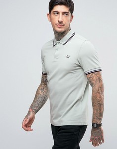 Узкая футболка-поло мятного цвета из пике с двойным кантом Fred Perry - Зеленый