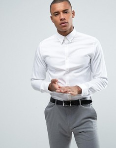 Приталенная рубашка с воротником на скрытых пуговицах Selected Homme - Кремовый