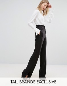 Широкие брюки с поясом и разрезами на штанинах Alter Tall - Черный