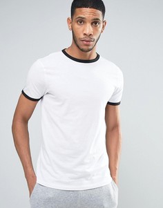 Белая футболка с контрастными горловиной и манжетами New Look - Белый