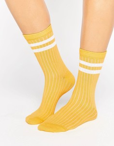 Носки в рубчик с полосками ASOS - Желтый