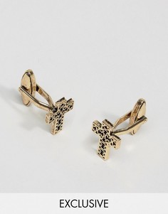 Запонки с крестами цвета античного золота DesignB London - Золотой