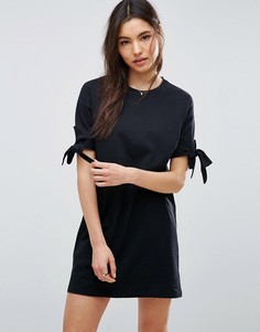 Платье-футболка с бантами на рукавах ASOS - Черный