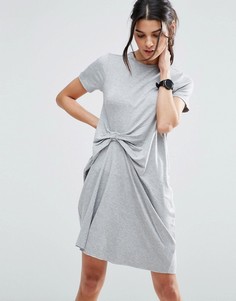 Платье-футболка со сборками спереди ASOS - Серый