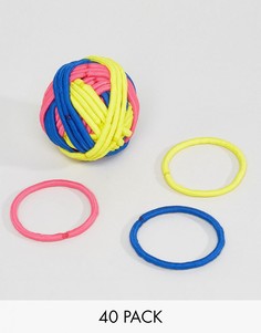 Набор из 40 резинок для волос неоновых оттенков ASOS - Мульти