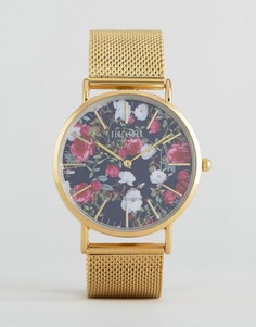 Золотистые часы с сетчатым браслетом и цветочным принтом Reclaimed Vintage Inspired - Золотой