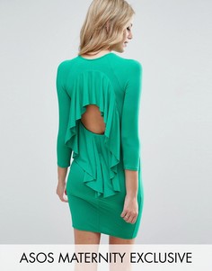Платье мини с оборкой на спине ASOS Maternity - Зеленый